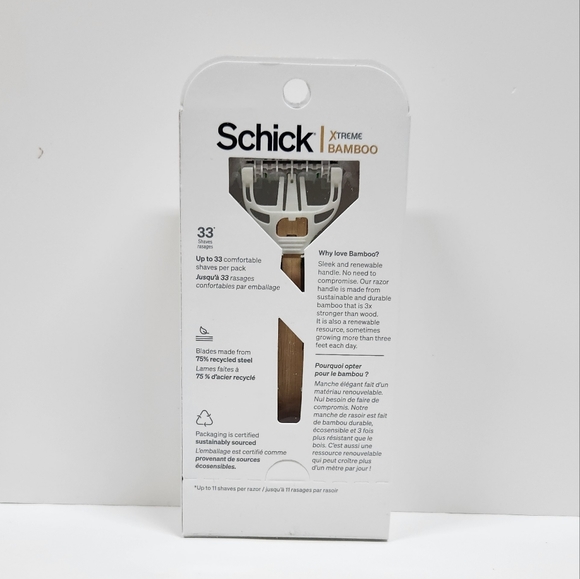 ⭐4/$15 Schick Xtreme Bamboo 3-Blade Disposable Razor + 3 Razor Blade Refills - Picture 3 of 11